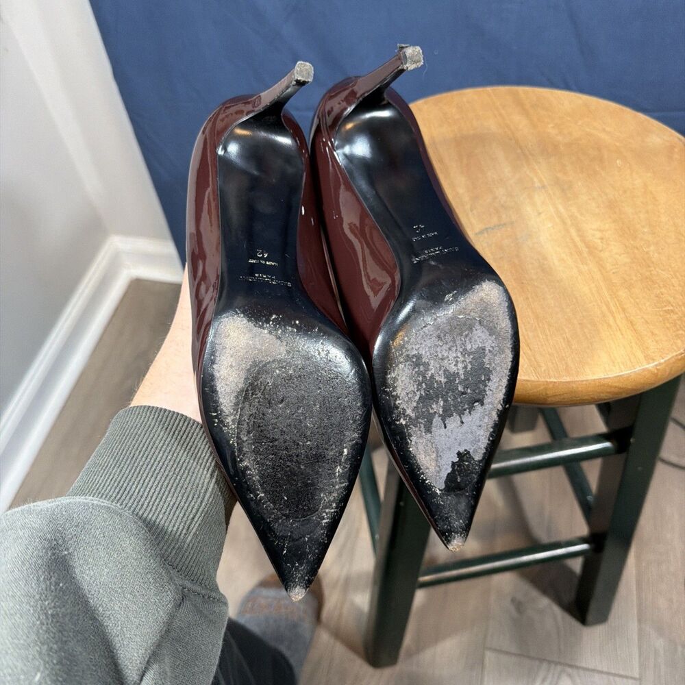 Saint Laurent Paris Women's Patent Leather Burgundy Purple Pumps Heels 42 US 12 - Picture 11 of 11
